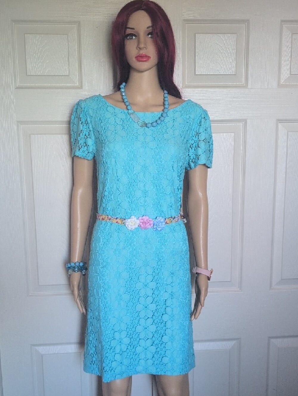 Karl Lagerfeld Turquoise Lace Dress